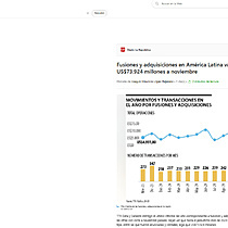 Fusiones y adquisiciones en Amrica Latina van en US$73.924 millones a noviembre